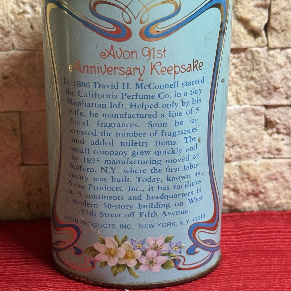 Vintage Avon California Perfumed Talc Powder 3.75 oz Tin EMPTY 91st Anniversary - Picture 5 of 6